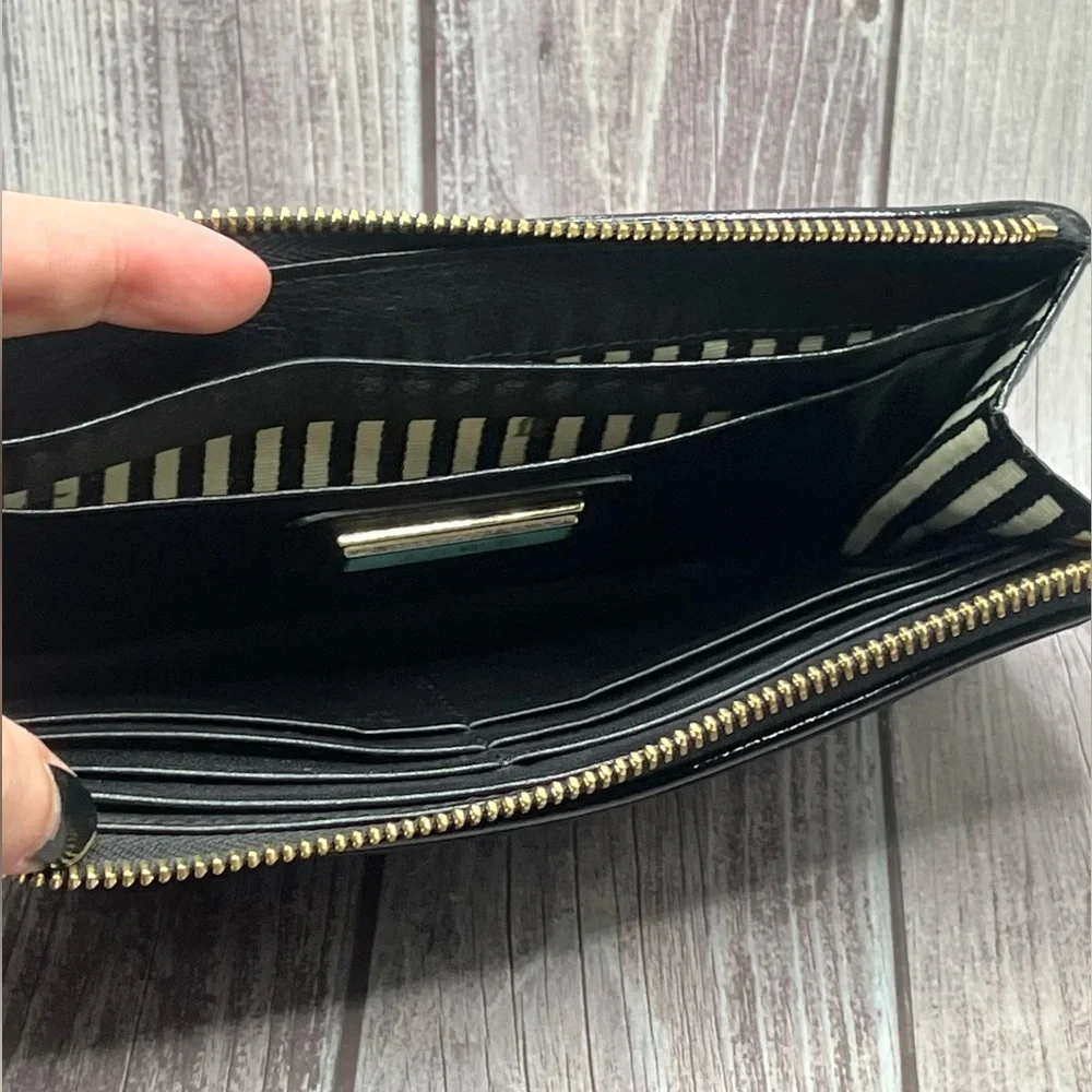 L.A.M.B VTG Y2K Gwen Stefani Black Zip Wallet Patent Leather & Fabric RARE - Picture 8 of 16